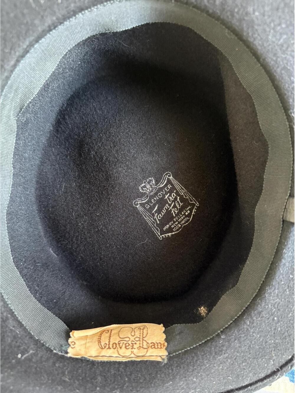 Vintage Clover Lane Wool Felt Hat: 1970s Black Brim with Chinstrap - Picture 9 of 9